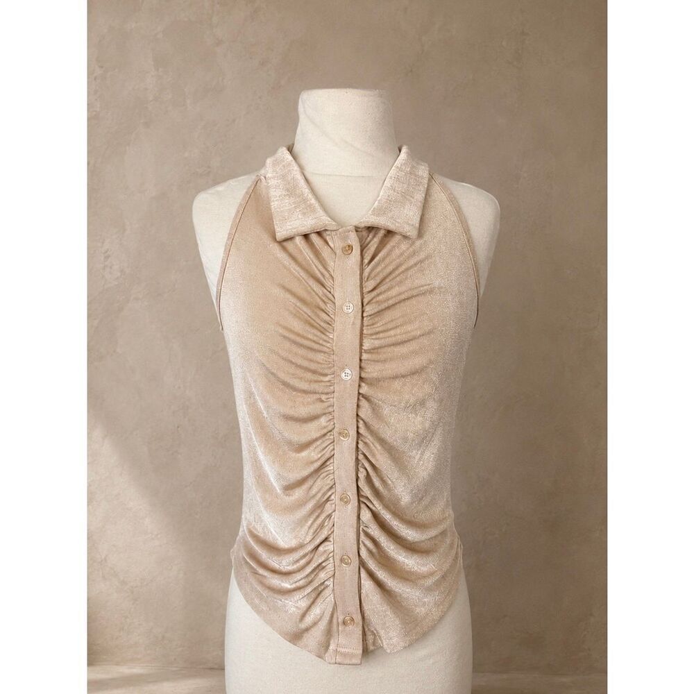 Riley & James NWT Shimmer Ruched Halter Top | Large | New